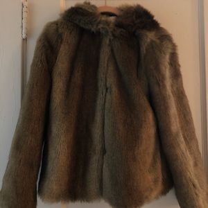 Fur jacket with hood